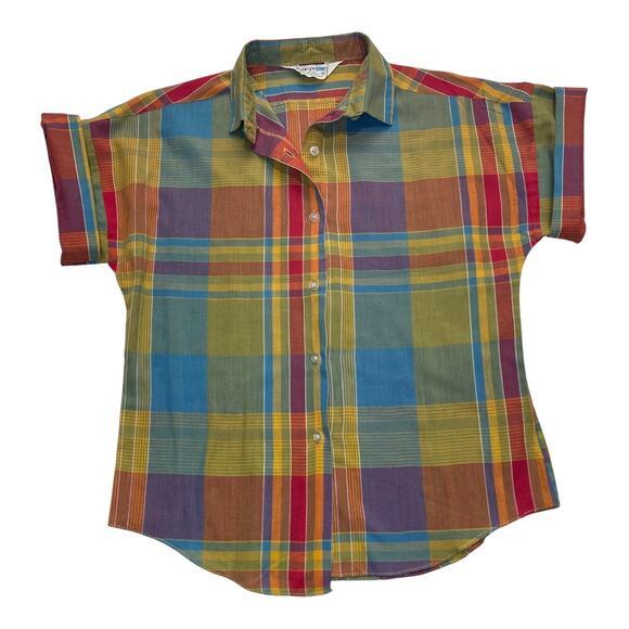 Vintage Topsville Plaid Shirt | Youth Small 6–8 | Short Sleeve 70s–80s Hong Kong - Picture 3 of 6